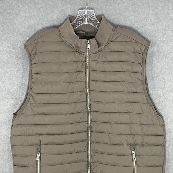 Tahari Puffer Vest Women 2XL Mushroom Tan‎ Zip Up Sleeveless Mock Neck Outdoors - Picture 4 of 13